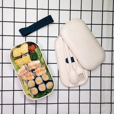 Non-Thermos Bamboo Fiber Bento Box BPA Free No Melamine Sustainable for Picnic Lunch