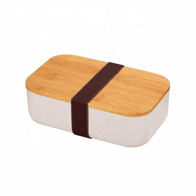 BPA Free Eco-Friendly Bamboo Lid Plastic Square Lunch Box for Office 196*121*66 mm