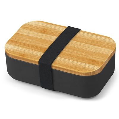 BPA Free Eco-Friendly Bamboo Lid Plastic Square Lunch Box for Office 196*121*66 mm