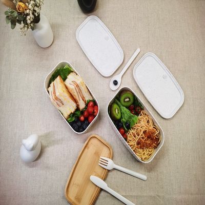 Food Kid-Friendly Yum Bento Lunch Box with Modern Curry and Picnic Double-Layer Bamboo Lid