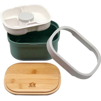 190*150*100mm Salad Container Box with Custom Logo Pattern and Eco-Friendly Bamboo Lid
