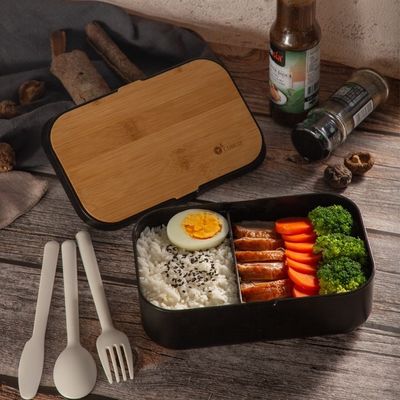 0-1L Capacity Customized Logo Bamboo Lid Cutlery BPA Free Microwave Safe Lunchbox
