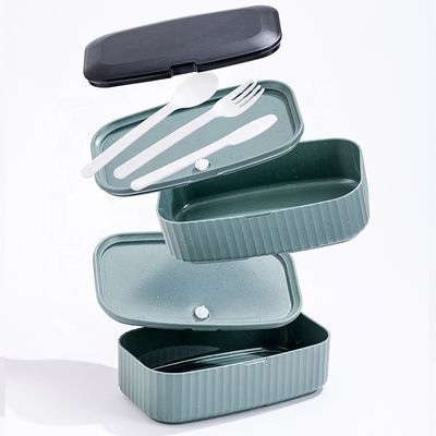 Take Away Lunch Box Food Grade Banana Leaf Design Black Plastic BPA Free Double Layer