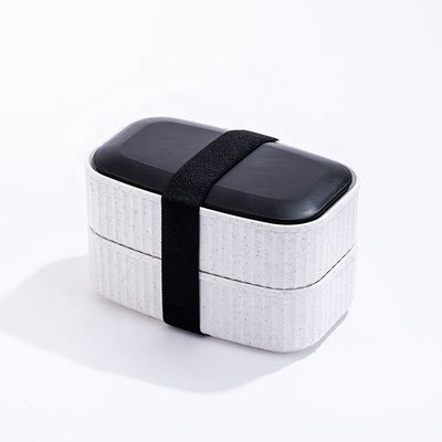 Take Away Lunch Box Food Grade Banana Leaf Design Black Plastic BPA Free Double Layer