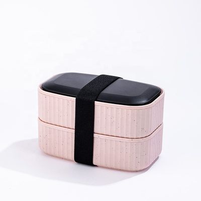 Take Away Lunch Box Food Grade Banana Leaf Design Black Plastic BPA Free Double Layer