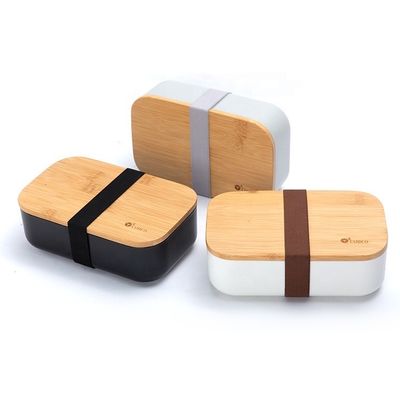 Custom Bamboo Lunch Box PORTABLE BPA Free Bamboo Lid PP Microwavable Bento Box for Adults