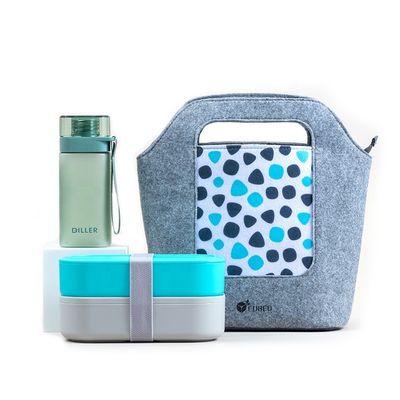 Blue Pink Black White or Customized Eco-Friendly Microwavable Lunch Box Set for Kids and Adults