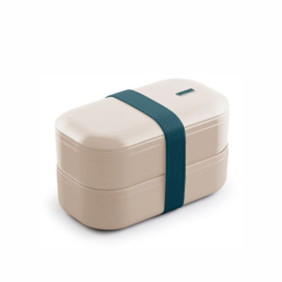 Bamboo Fiber Eco-friendly Dual Tier Lunch Box for Picnic and Outdoor