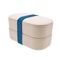 Bamboo Fiber Eco-friendly Dual Tier Lunch Box for Picnic and Outdoor