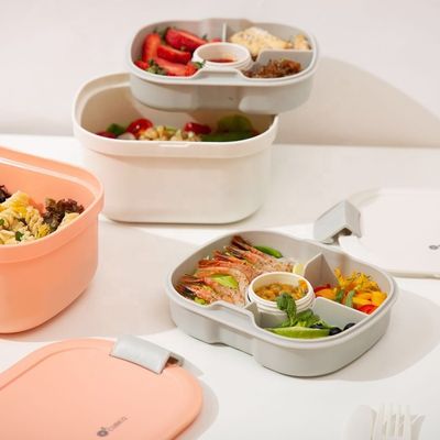 506g Large Capacity Rectangle Salad Fruit Bowl Container for Lunch 5 Compartment Box