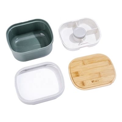 190*150*100 mm Microwavable Food Container Eco Custom Logo Color Separated Space BPA Free Bamboo Storage Box Container