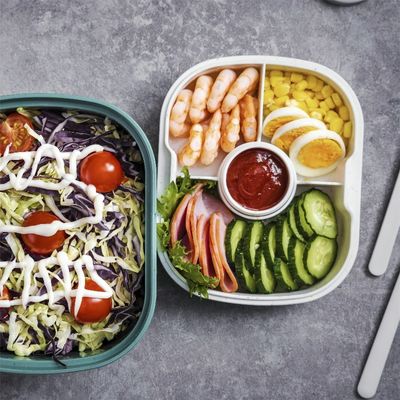 190*150*100 mm Microwavable Food Container Eco Custom Logo Color Separated Space BPA Free Bamboo Storage Box Container