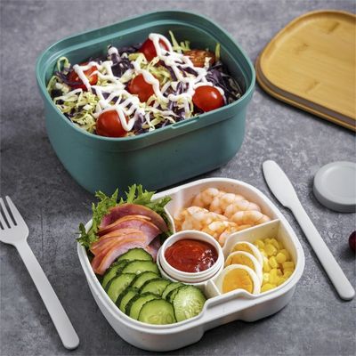 190*150*100 mm Microwavable Food Container Eco Custom Logo Color Separated Space BPA Free Bamboo Storage Box Container