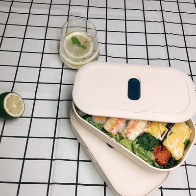 Lightweight and Spacious 363g Reusable Double Layer Bento Box with Cutlery