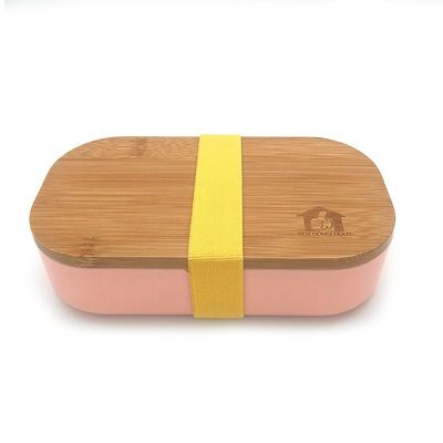 Pink 1-Layer Bamboo Lid Custom Eco Fridge Plastic Food Grade Bento Lunch Box for Kids