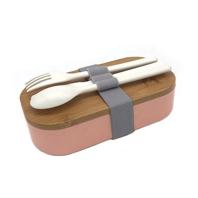 Pink 1-Layer Bamboo Lid Custom Eco Fridge Plastic Food Grade Bento Lunch Box for Kids