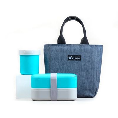Japanese Bento On-the-Go Double Layer Food Grade Lunch Box Set Eco Plastic BPA Free