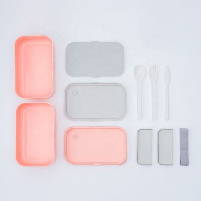 2000ml Plastic Food Grade Original Kids Stackable Lunch Bento Box Set with Bag