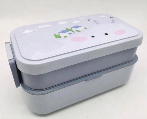 Eco-Friendly Bamboo Fiber Rectangle Lunch Box with Soup Container and Reusable Cutlery Set