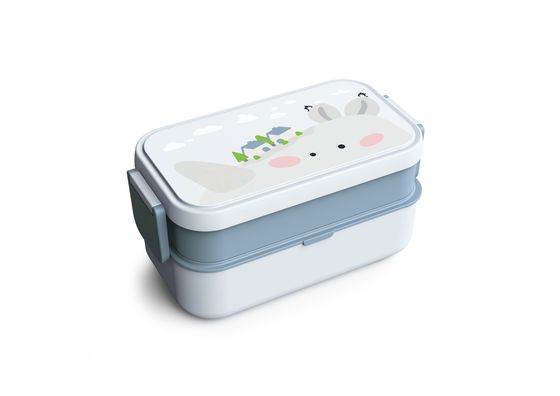 Customized Logo Rectangle Lunch Box with Eco-Friendly PP Plastic and Bamboo Fiber