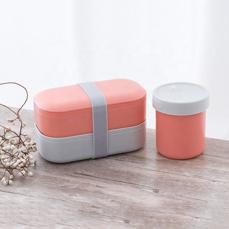 Japanese Bento On-the-Go Double Layer Food Grade Lunch Box Set Eco Plastic BPA Free