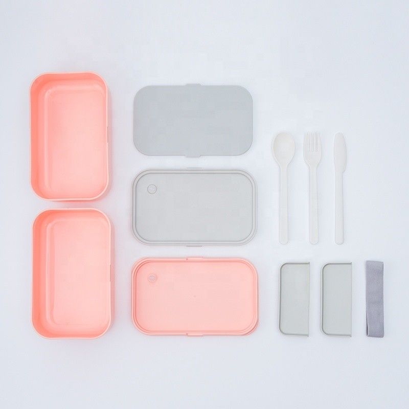 2000ml Plastic Food Grade Original Kids Stackable Lunch Bento Box Set with Bag